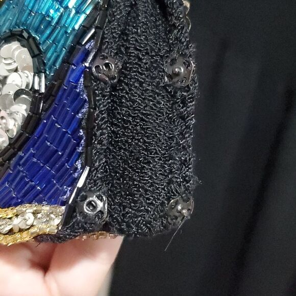 Vintage 1980s Pat Sandler For Wellmore Knit Dress with Sequins Beading Size M - Picture 7 of 16